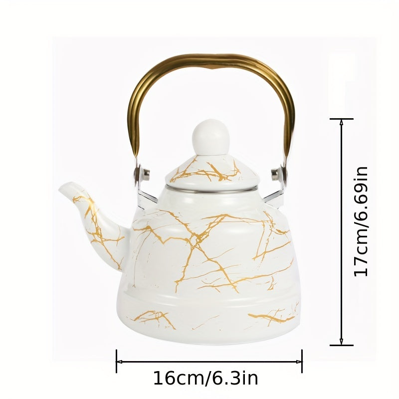 Enamel Hot Water Tea Kettle Geometric Printed Marble Ancient Bell Kettle