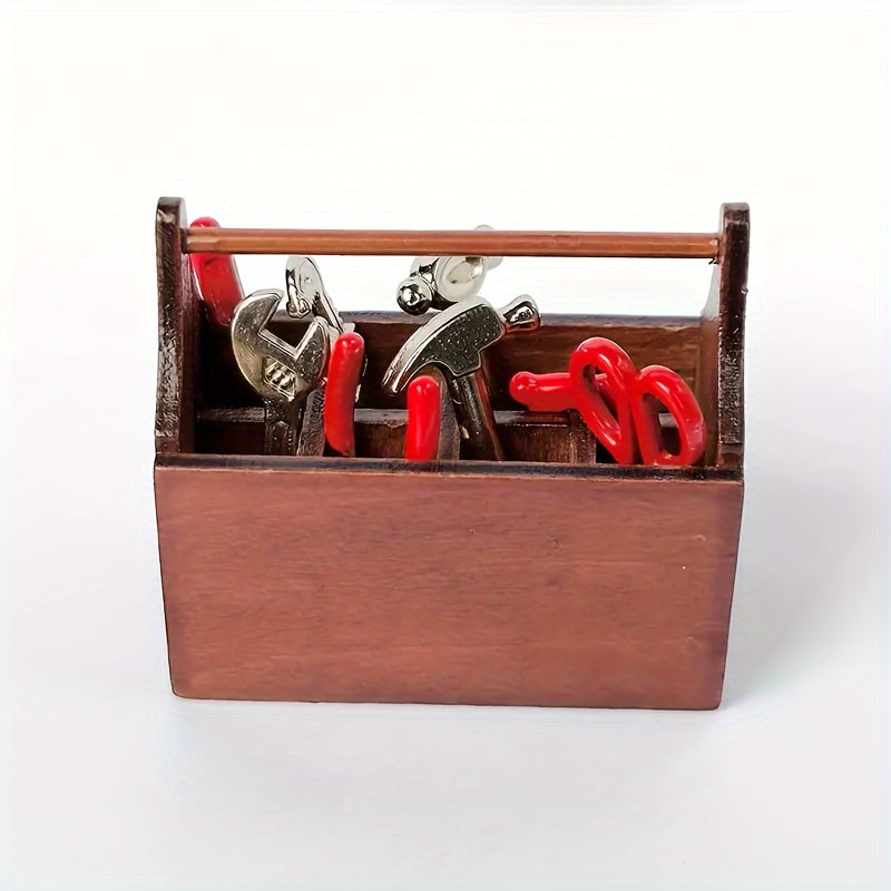 8 Pcs Mini Wooden Toolbox Metal Alloy Tool