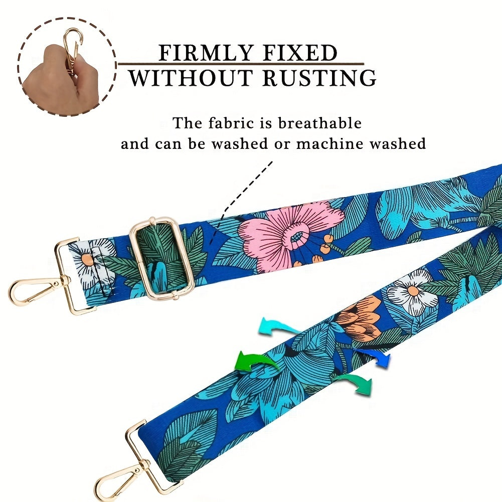 Retro Flower Pattern Bag Strap Replacement Wide Shoulder Bag Strap