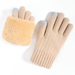 Plush Knit Touch Screen Gloves - Full Finger Cold Weather Gloves