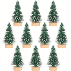 10pcs Mini Christmas Tree Artificial Pine Trees Snow Scene Decoration