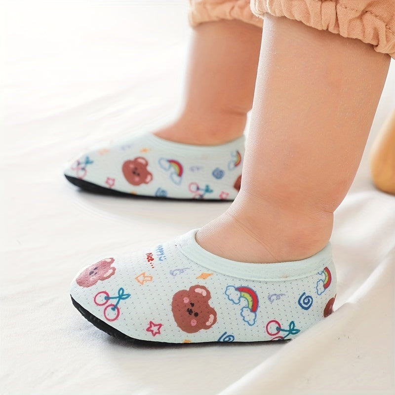 2 Pairs Baby Girls Floor Socks Cartoon Pattern Mesh Soft Bottom Non Slip Shoes
