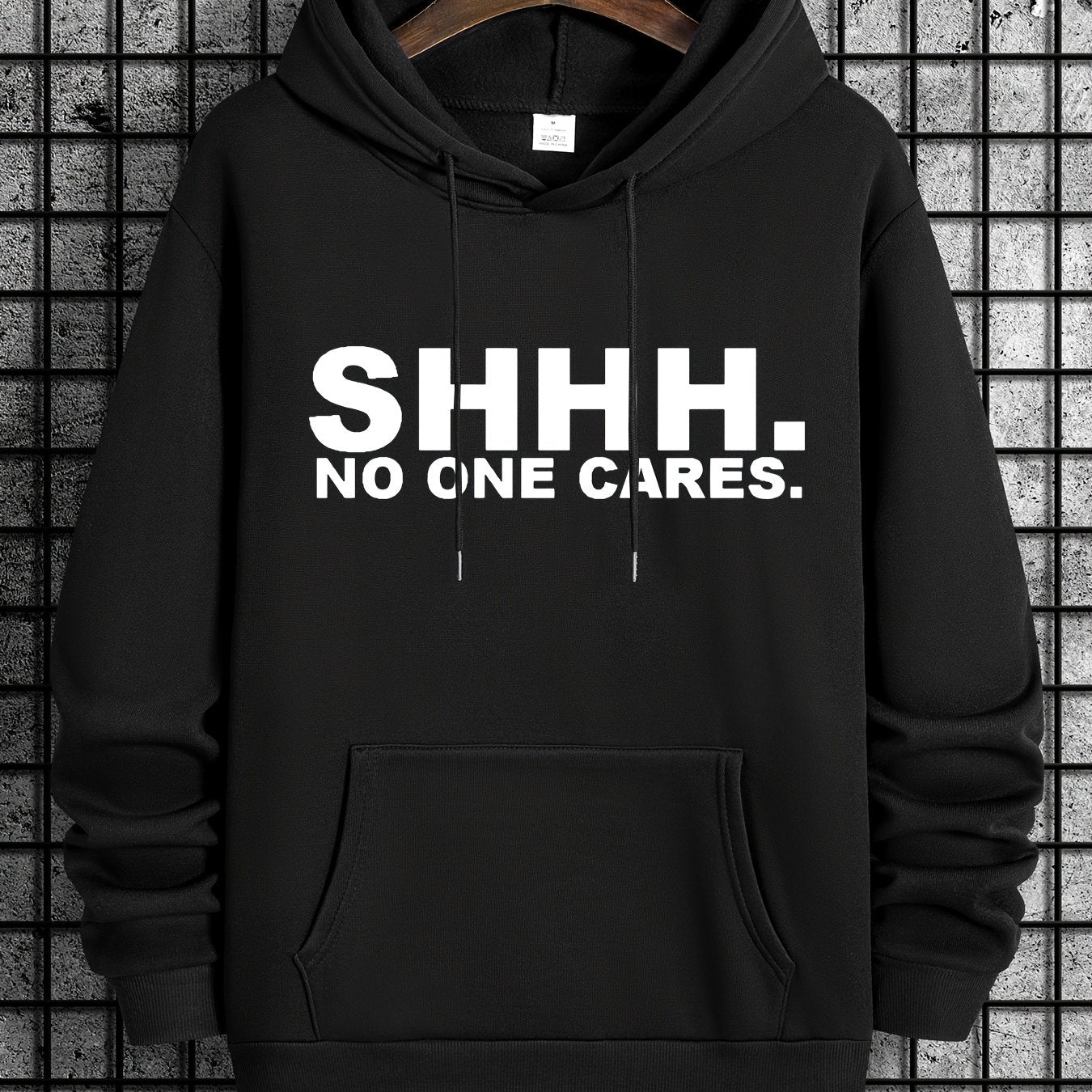 Funny Letter Print Hoodies For Men Graphic Sweatshirt With Kangaroo Pocket
