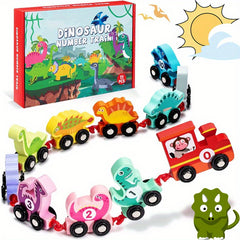 LZOY Wooden Train Set Dinosaur Toys For Kids 3 5 Years Old Toy Cars For Toddler