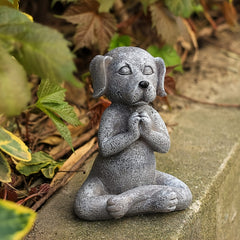 Meditating Dog Statue for Fairy Garden Tranquility Buddha Gift