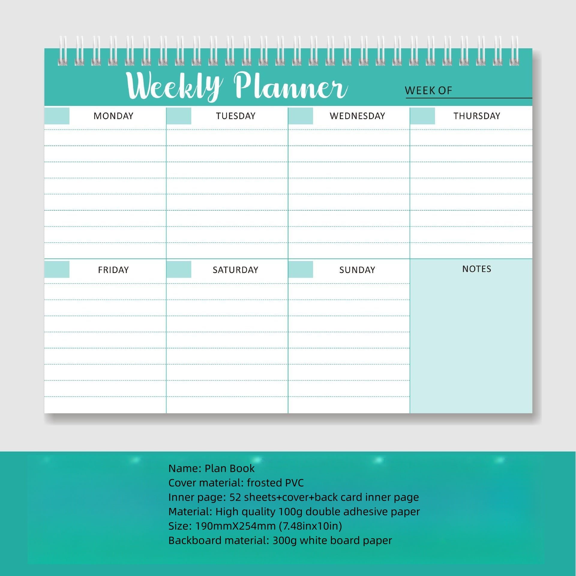 Double Coil Weekly Planner Schedule Efficiency Manual