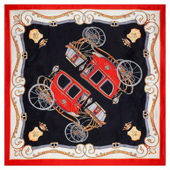 Classic Carriage Print Scarf Silk Square Shawl Casual Head Wrap