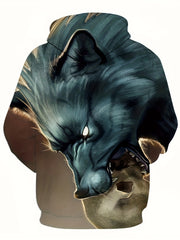 Wolf Head 3D Print Hoodie For Men Autumn Winter