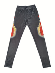 Rooster Print Skinny Leggings Casual Stretchy Leggings Women's Clothing