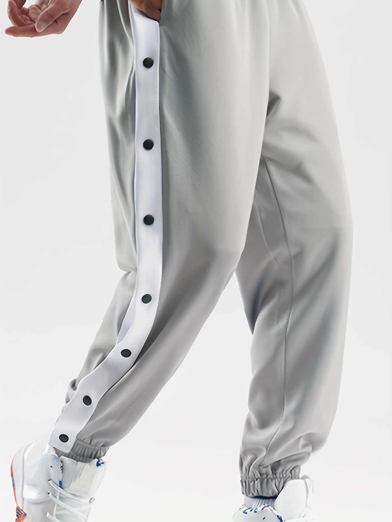 Men's Side Button Jogger Pants Stretch Trousers