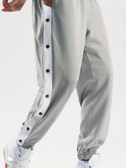 Men's Side Button Jogger Pants Stretch Trousers