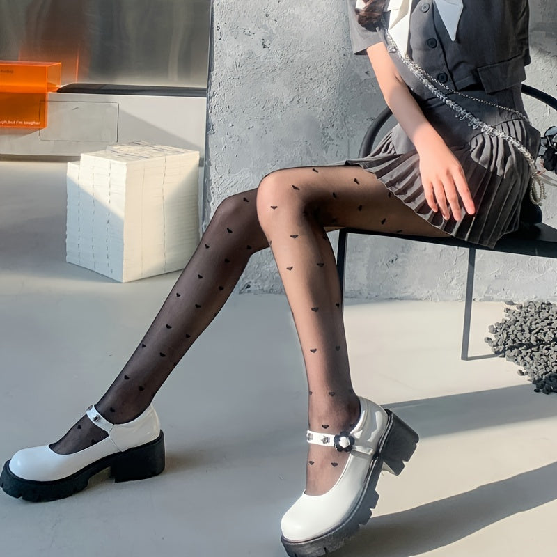 Women's Heart Pattern Tights Sheer Stockings Pantyhose