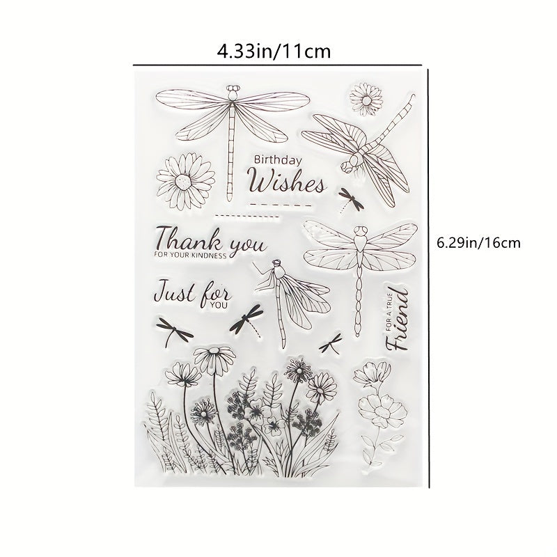 Dragonfly Flower Transparent Stamp - Add a Magical Touch to Your Crafts