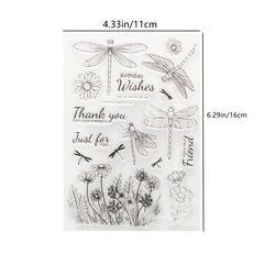 Dragonfly Flower Transparent Stamp - Add a Magical Touch to Your Crafts