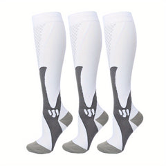 3 Pairs Compression Knee High Socks for Running Cycling Fitness