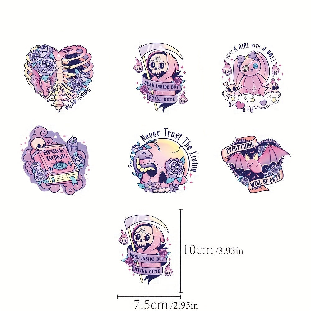 6Pcs Halloween Hanging Ornaments Pink Decor Skulls Bat Heart Bear Spiders