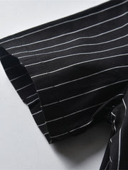 Boys Gentle Outfit Set: Striped Shirt & Suspender Shorts
