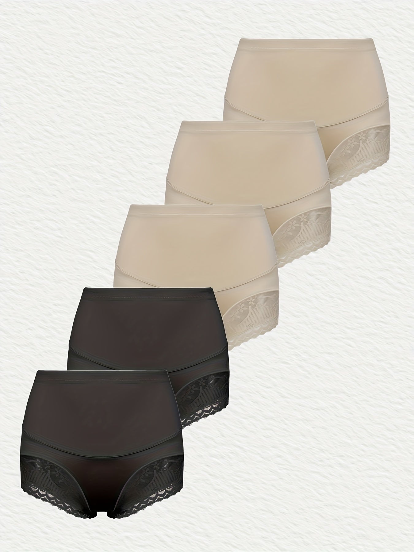 5 Pack Plus Size Panties Set High Rise Tummy Control Boy Shorts
