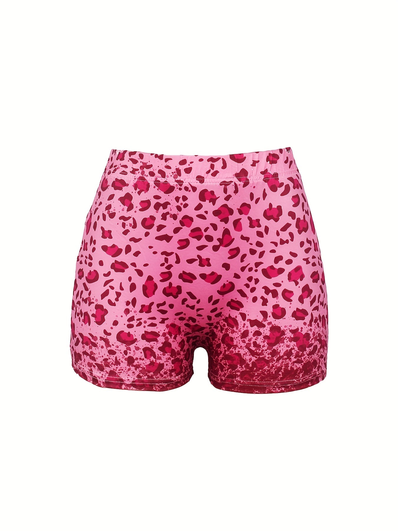 Leopard Print Skinny Shorts Casual Elastic Waist Shorts