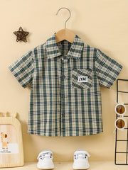Baby Boys Casual Plaid Short Sleeve Button up Shirt