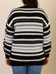 Striped Long Sleeve Sweater Round Neck Jumper