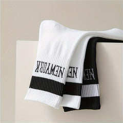 6 Pairs Letter Print Comfy Mid Tube Socks Women's Stockings