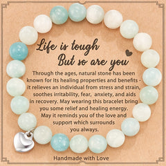 Love Heart Pendant Beaded Bracelet Energy Healing & Anxiety Relax Jewelry