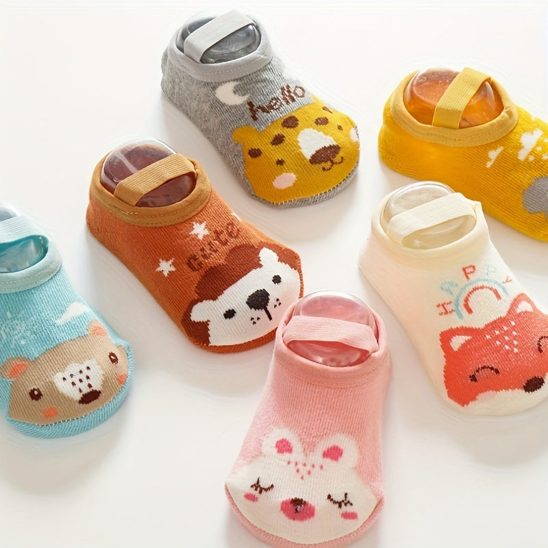 3 Pairs Cartoon Animal Knit Floor Socks for Toddler Baby Boys/Girls