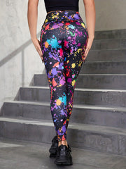 Block Ink Print High Waist Yoga Leggings