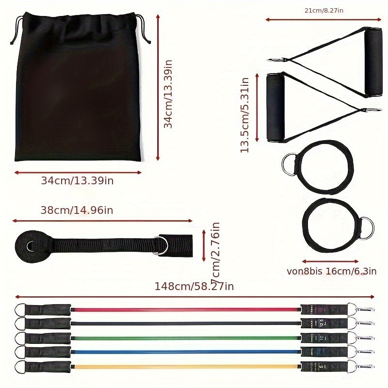 11pcs Fitness Pull Rope Set Resistance Band Exercise Set