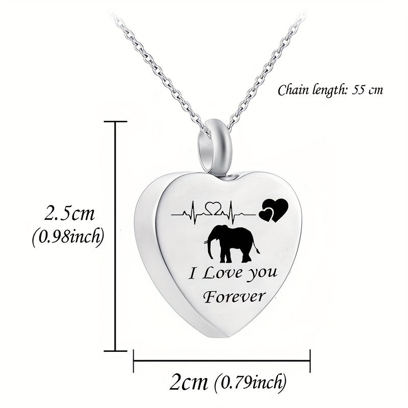 Stainless Steel Heart Shaped Pet Memorial Necklace