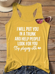 Casual Tank Top Women's Plus Slogan Print Vest Top