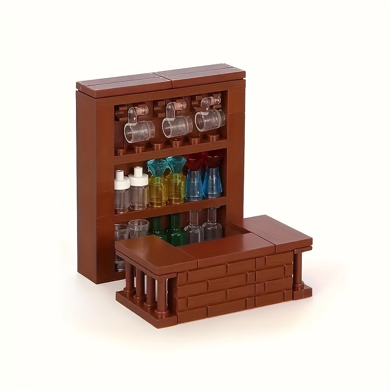 Wooden Bar Set with Stackable Building Toy