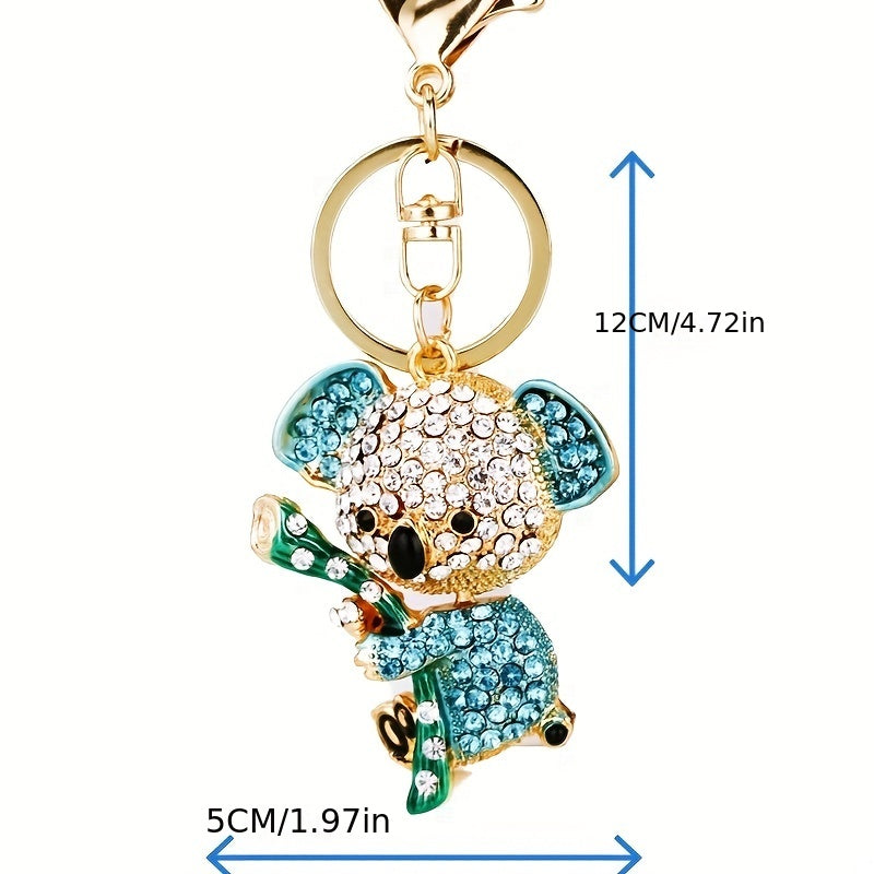 Rhinestone Koala Keychain Metal Key Ring Purse Bag Backpack Car Charm