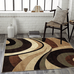 Dark Red Corrugated Loom Carpet Soft Rug