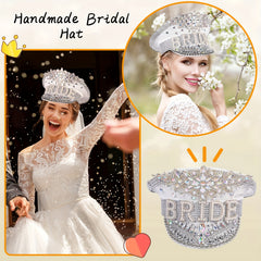 Sparkly Bride Hat Rhinestone Sequin Captain Cap