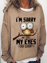 Letter & Bird Print Crew Neck Sweatshirt for Women