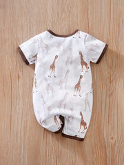 Baby Casual Giraffe Graphic Short Sleeve Romper Jumpsuit