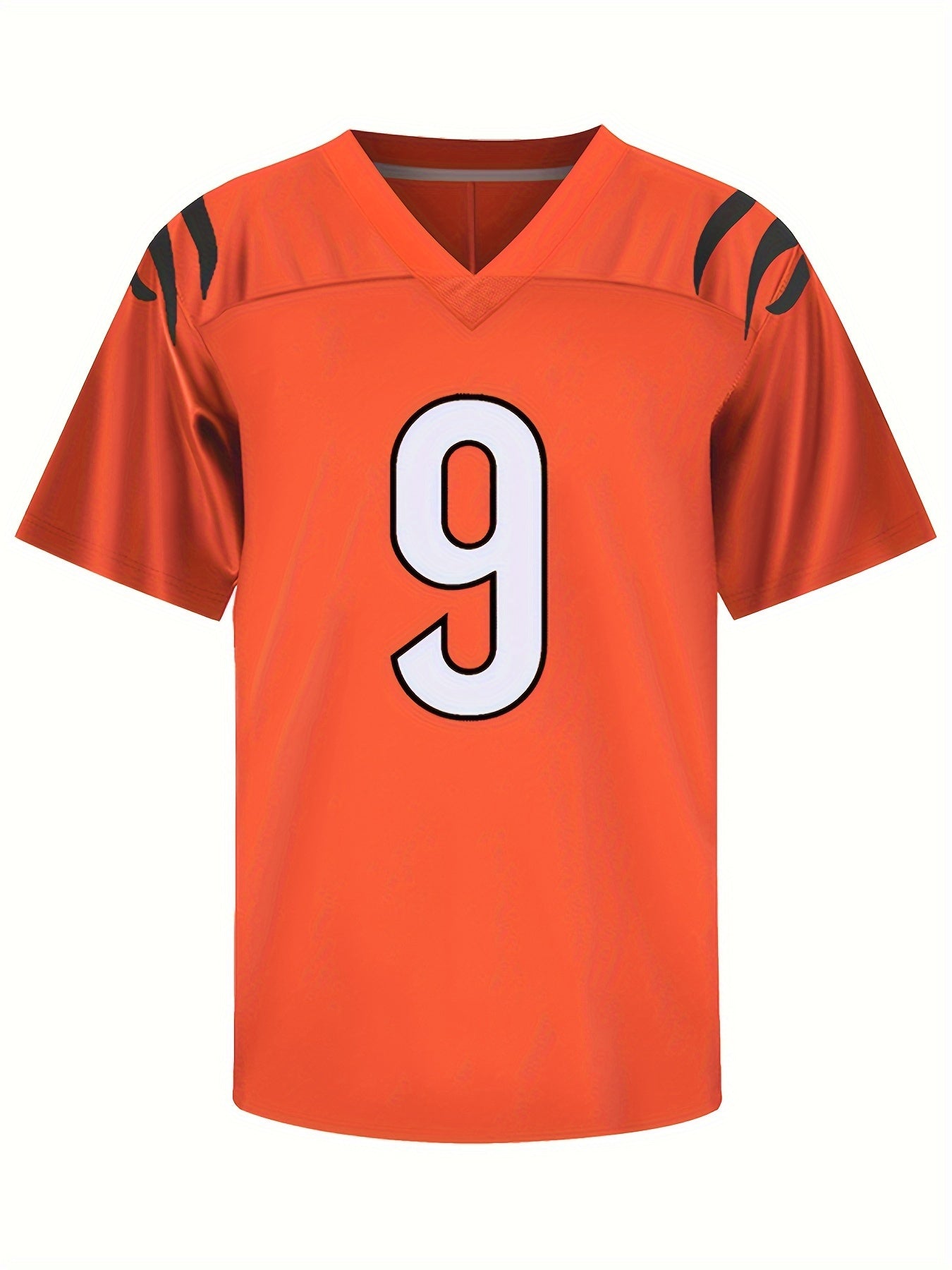 Men's 9 Orange Football Jersey V neck Short Sleeve Uniform