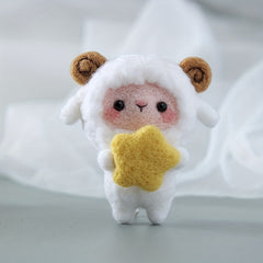 DIY Sheep Wool Felt Doll Kit - Needle Felting for Beginners