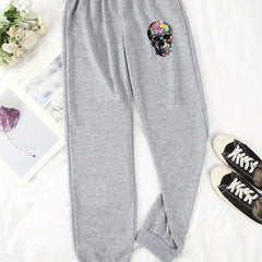Skull Pattern Drawstring Joggers Casual Pants for Women
