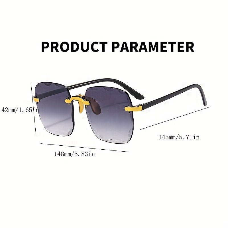 Large Rimless Sunglasses Gradient UV400 Sun Shades Glasses