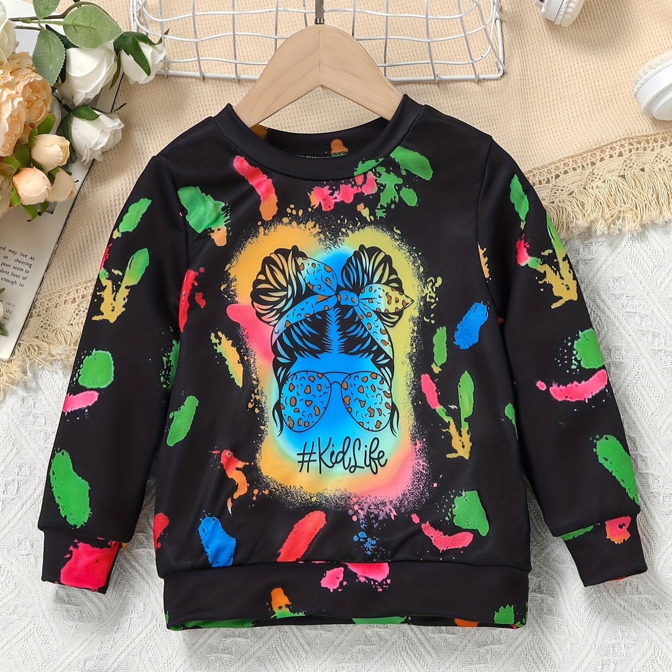 Graffiti Girls Crew Neck Pullover Sweatshirt