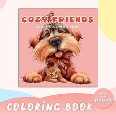 COZY FRIENDS Adult Coloring Book with Dogs & Cats - Perfect Gift for Holidays