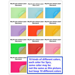 50 Sheets A4 Self Adhesive Matte Sticker Paper for Laser Inkjet Printers