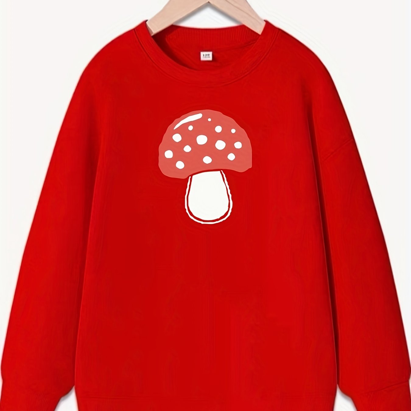 Girls Cartoon Mushroom Graphic Crew Neck Sweatshirt Top