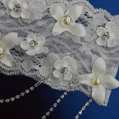 Lace Garter Belt Floral Pearl Legs Band Bridal Wedding Accessory