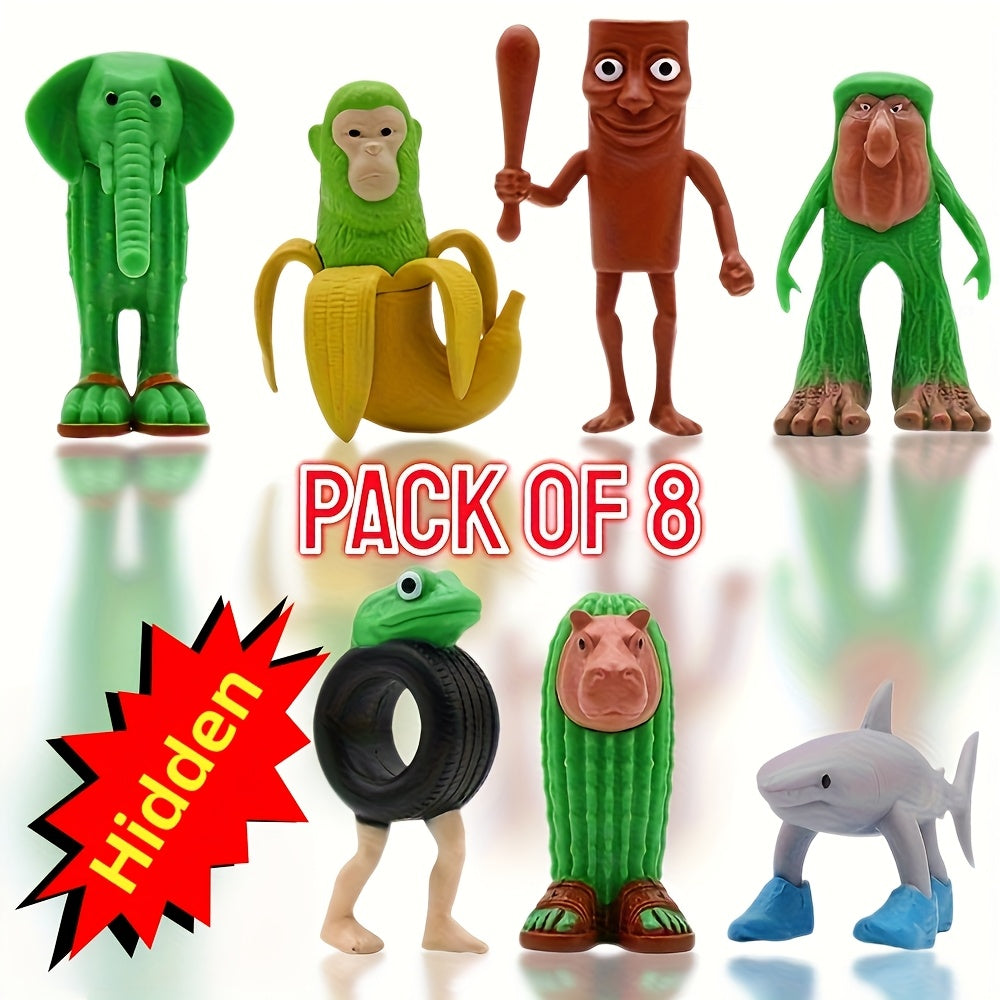 8pcs Italian Brainrot Plastic Toy Figures Desktop Ornaments