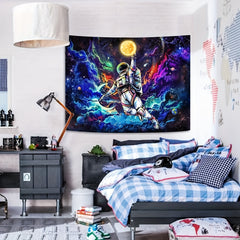 Blacklight Astronaut Space Tapestry UV Reactive Glow Dark Tapestries
