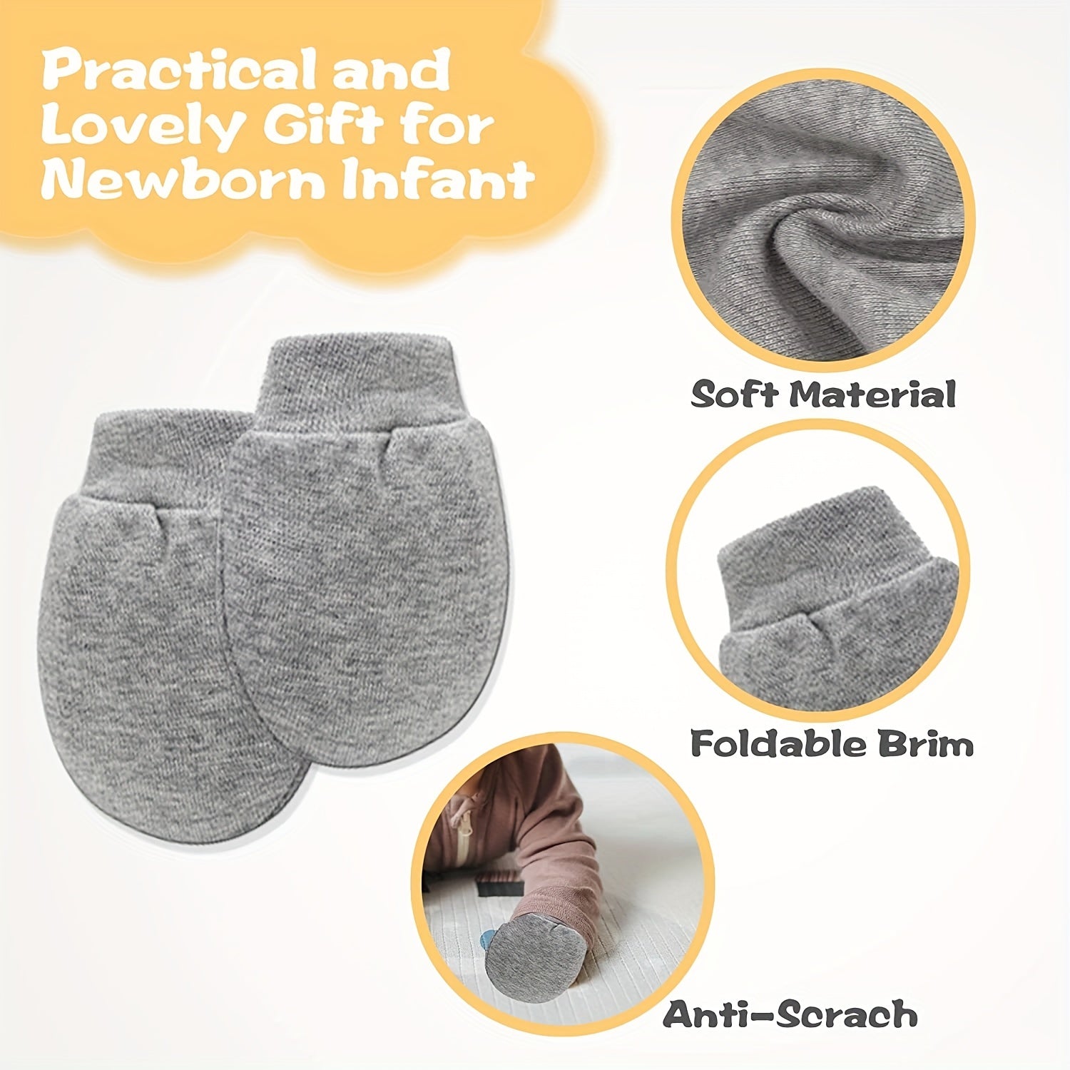 6pairs Newborn Cotton Comfortable Mittens Anti Eating Hand Gloves